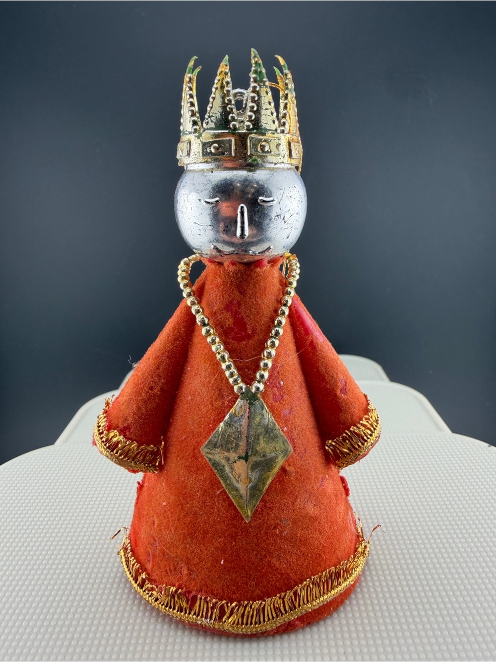 Vintage 1960 Christmas DOUBL GLO Wiseman Nativity Ornament 4.25” Tall Cone Body
